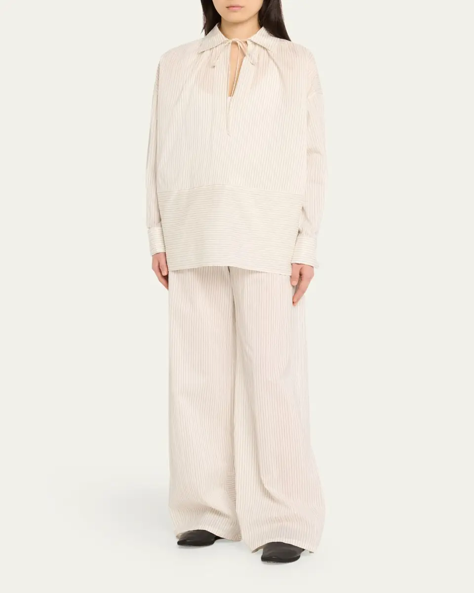 Max Mara Saletta Striped Tie-Neck Blouse | Thumbnail 2