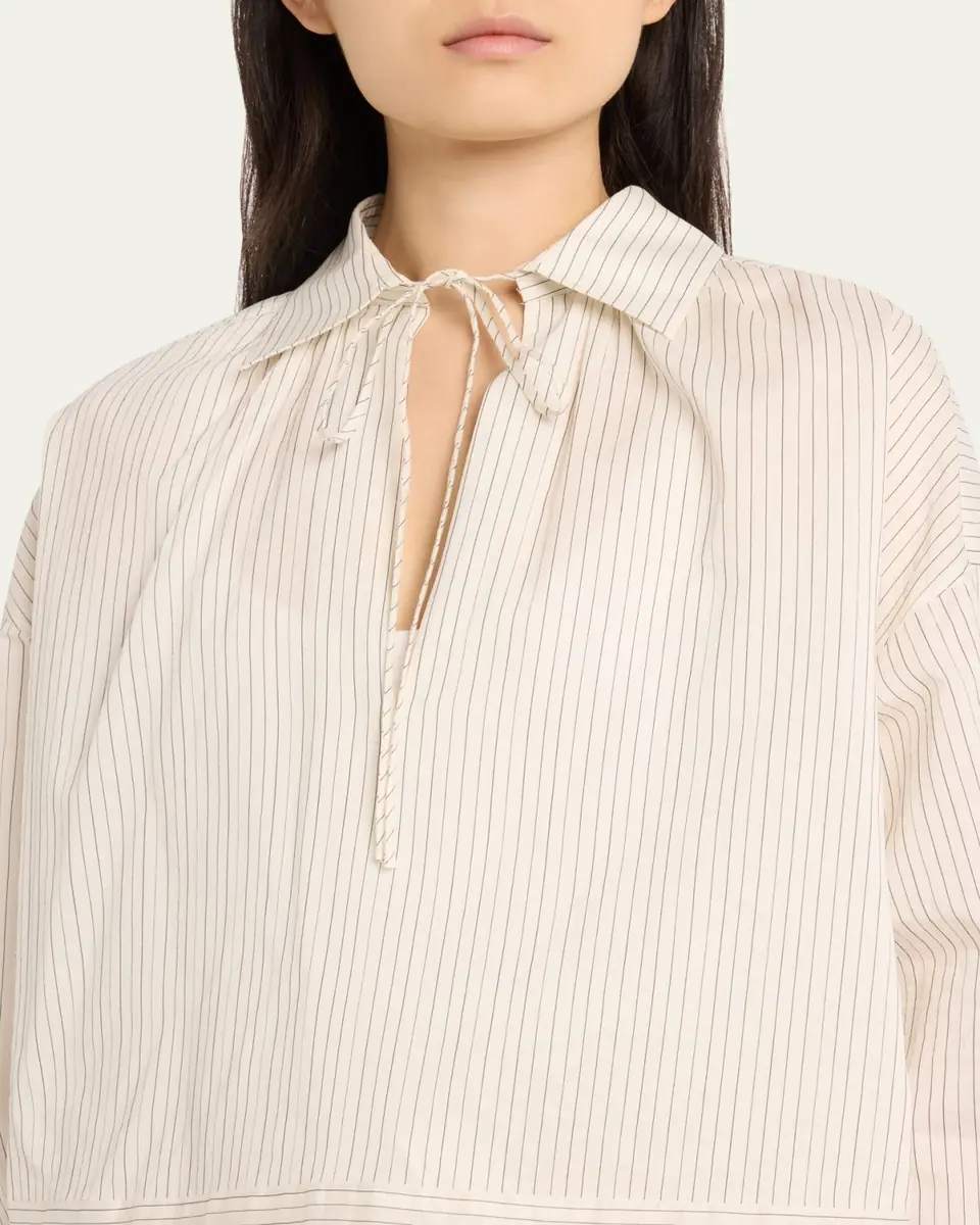 Max Mara Saletta Striped Tie-Neck Blouse | Thumbnail 4