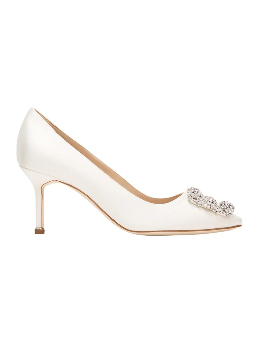 Manolo Blahnik Hangisi Satin Buckle Pumps
