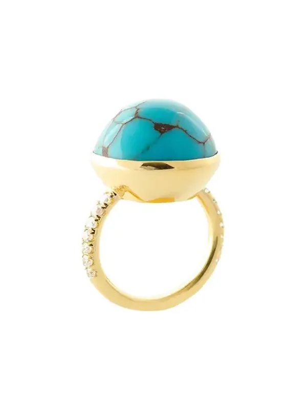 Haute Victoire One Of A Kind Turquoise Dome and Diamond Ring