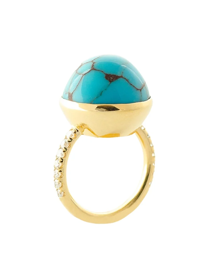 Haute Victoire One Of A Kind Turquoise Dome and Diamond Ring