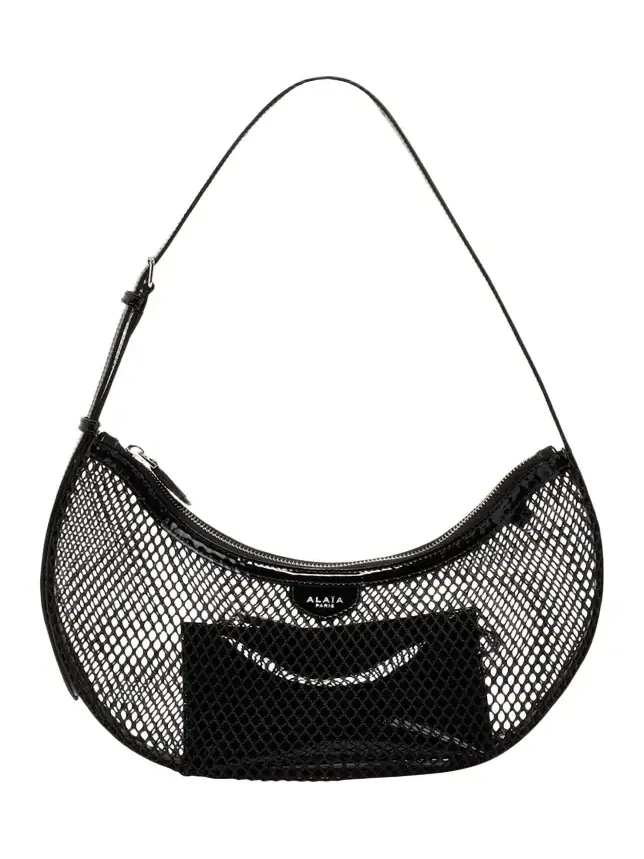One Piece Demi Perforated Shoulder Bag in Leather and Nylon