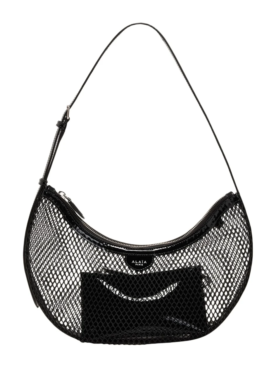 One Piece Demi Perforated Shoulder Bag in Leather and Nylon