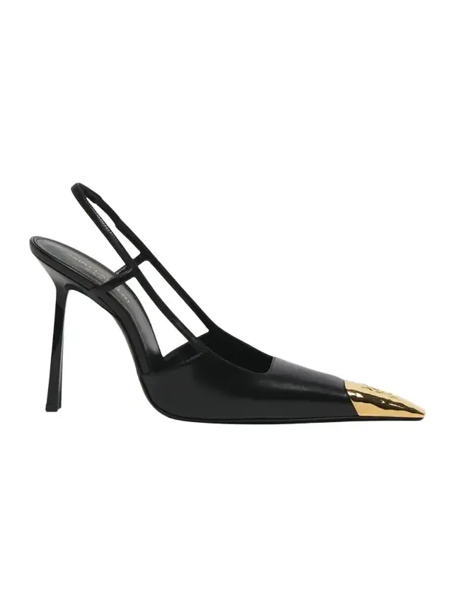 Jeanne Leather Metallic-Toe Slingback Pumps