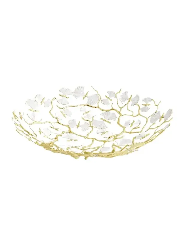 Michael Aram Butterfly Ginkgo White & Gold Centerpiece Bowl