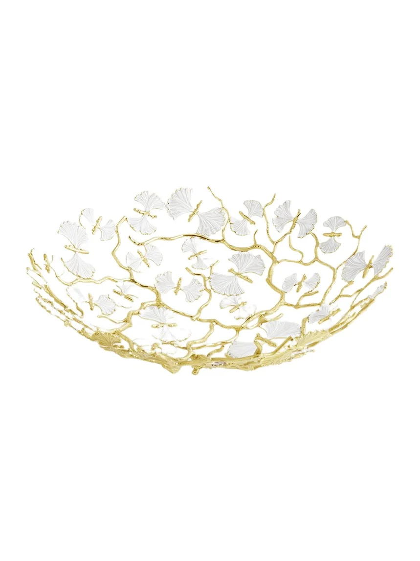 Michael Aram Butterfly Ginkgo White & Gold Centerpiece Bowl