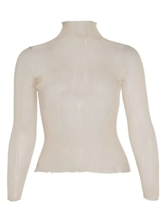 Modern Mist Translucent Ribbed Turtleneck Modern Mist Translucent Ribbed Turtleneck
