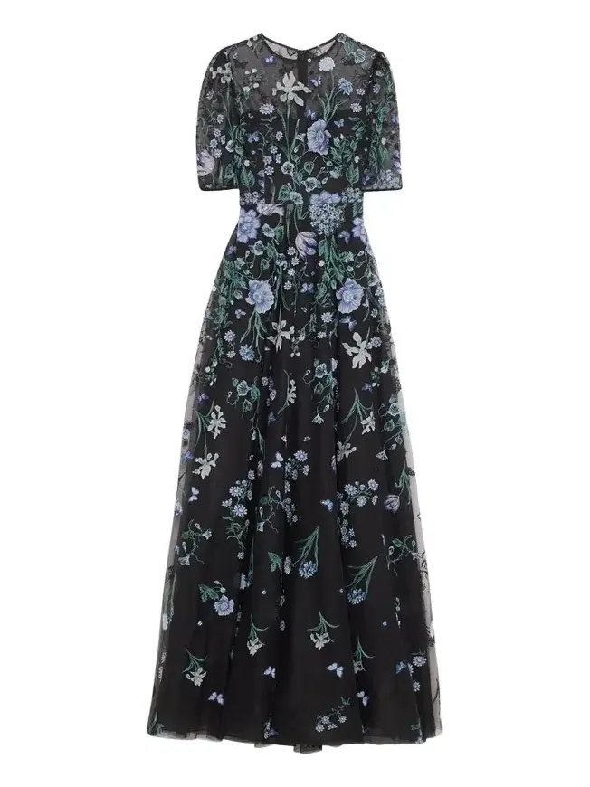 Embroidered A-Line Tulle Gown Embroidered A-Line Tulle Gown