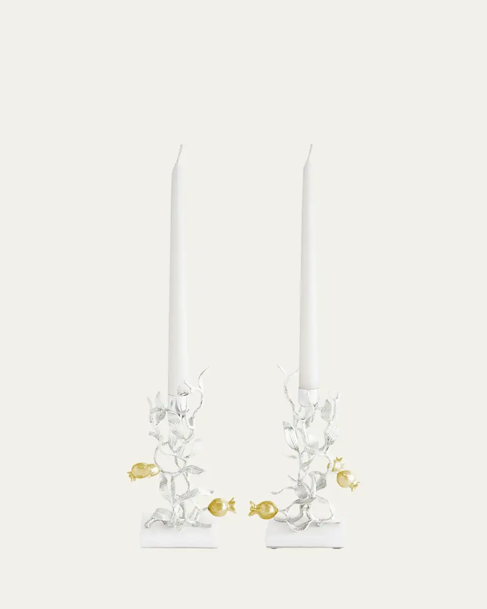Michael Aram Pomegranate Silver & Gold Candleholders with 24K Goldplate, Set of 2 | Thumbnail 3