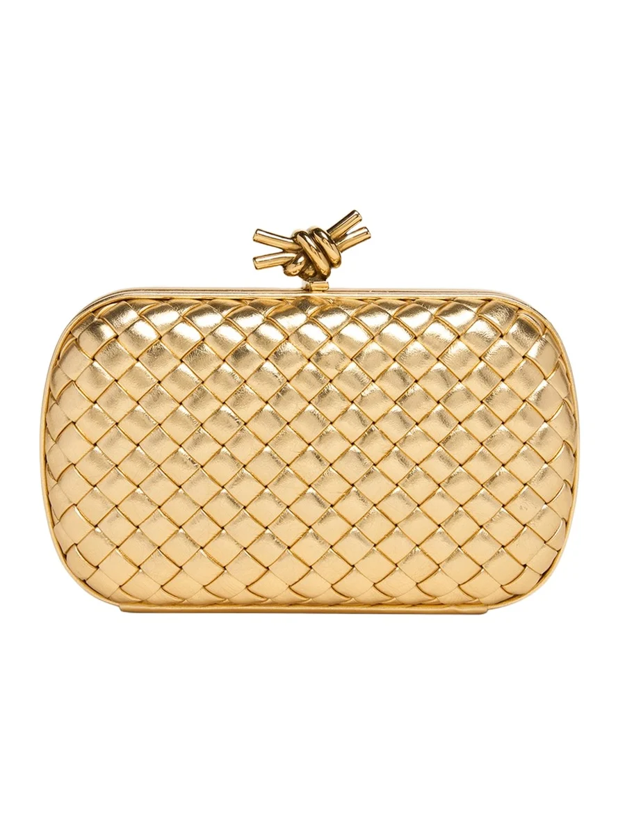Knot Padded Metallic Leather Clutch Bag Knot Padded Metallic Leather Clutch Bag