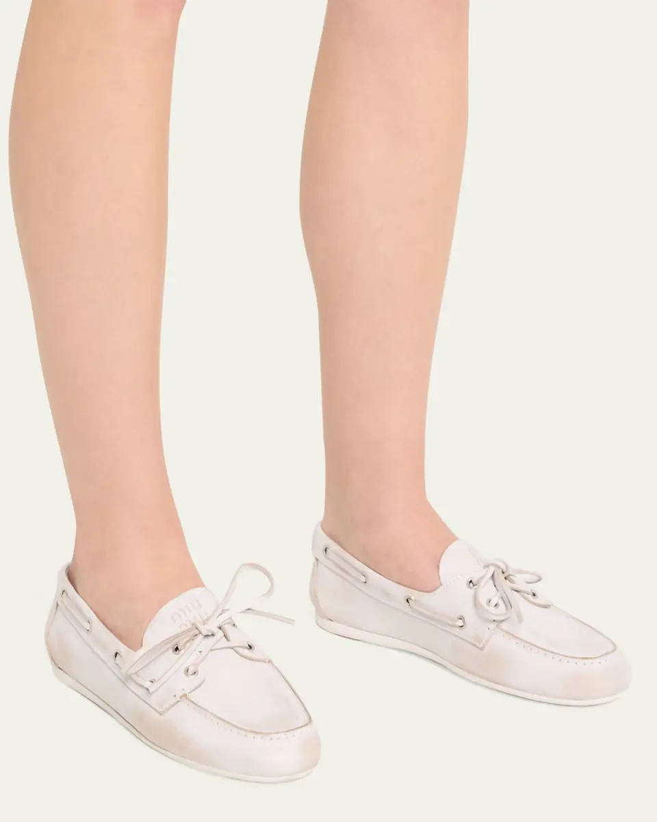 Miu Miu Leather Lace-Up Moccasins | Thumbnail 2 Miu Miu Leather Lace-Up Moccasins | Thumbnail 2