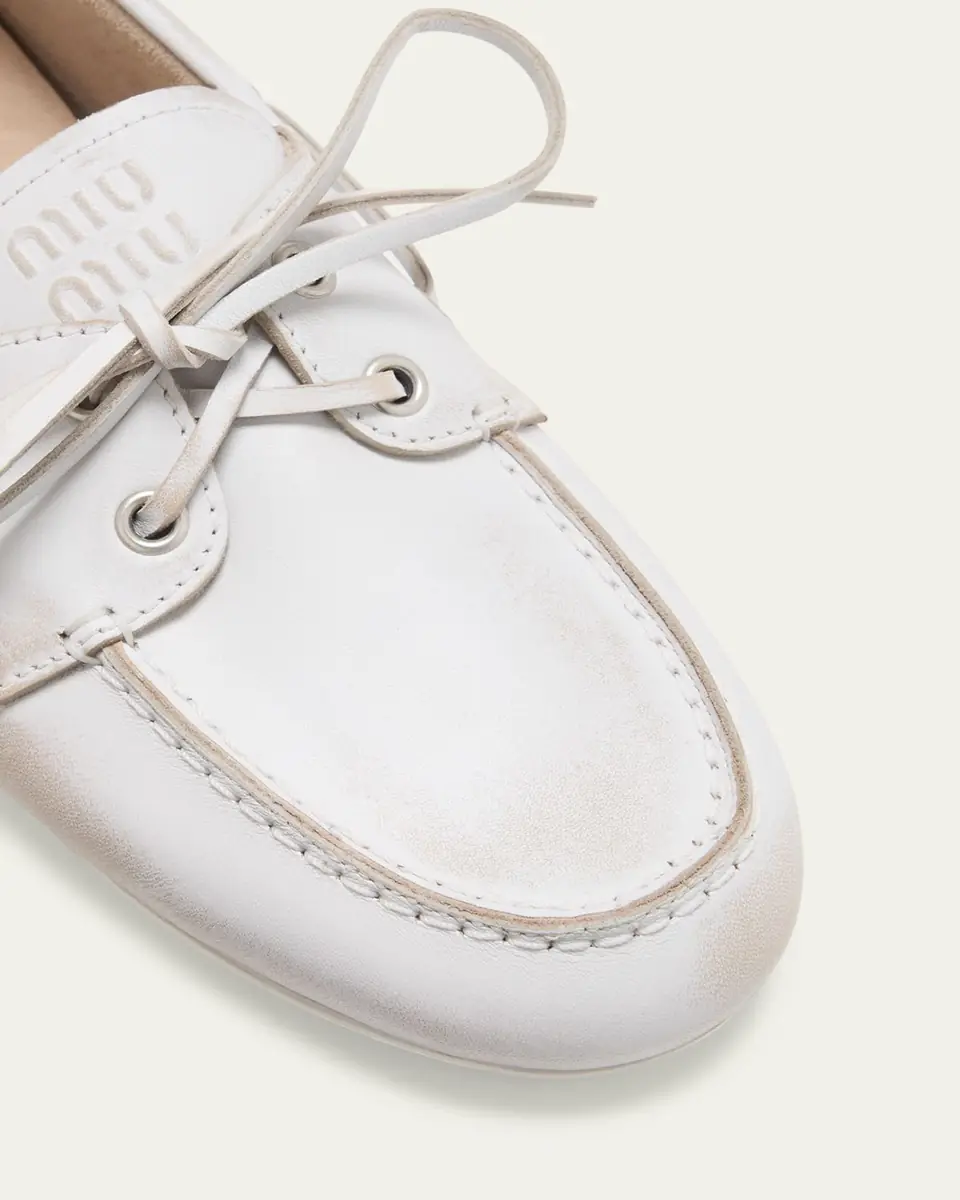 Miu Miu Leather Lace-Up Moccasins | Thumbnail 5 Miu Miu Leather Lace-Up Moccasins | Thumbnail 5