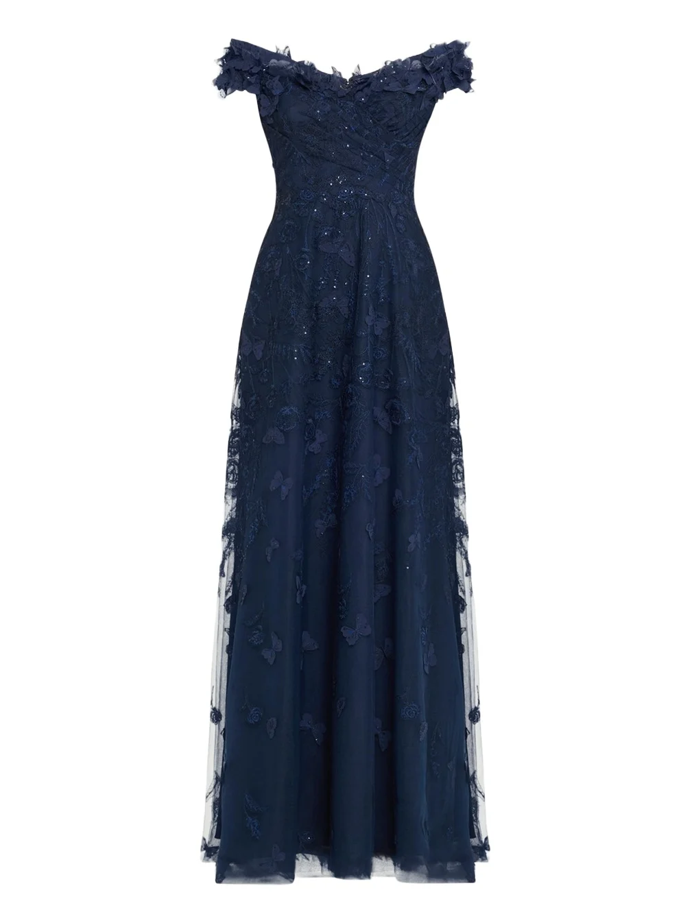 Off-Shoulder Floral-Embroidered Tulle Gown Off-Shoulder Floral-Embroidered Tulle Gown