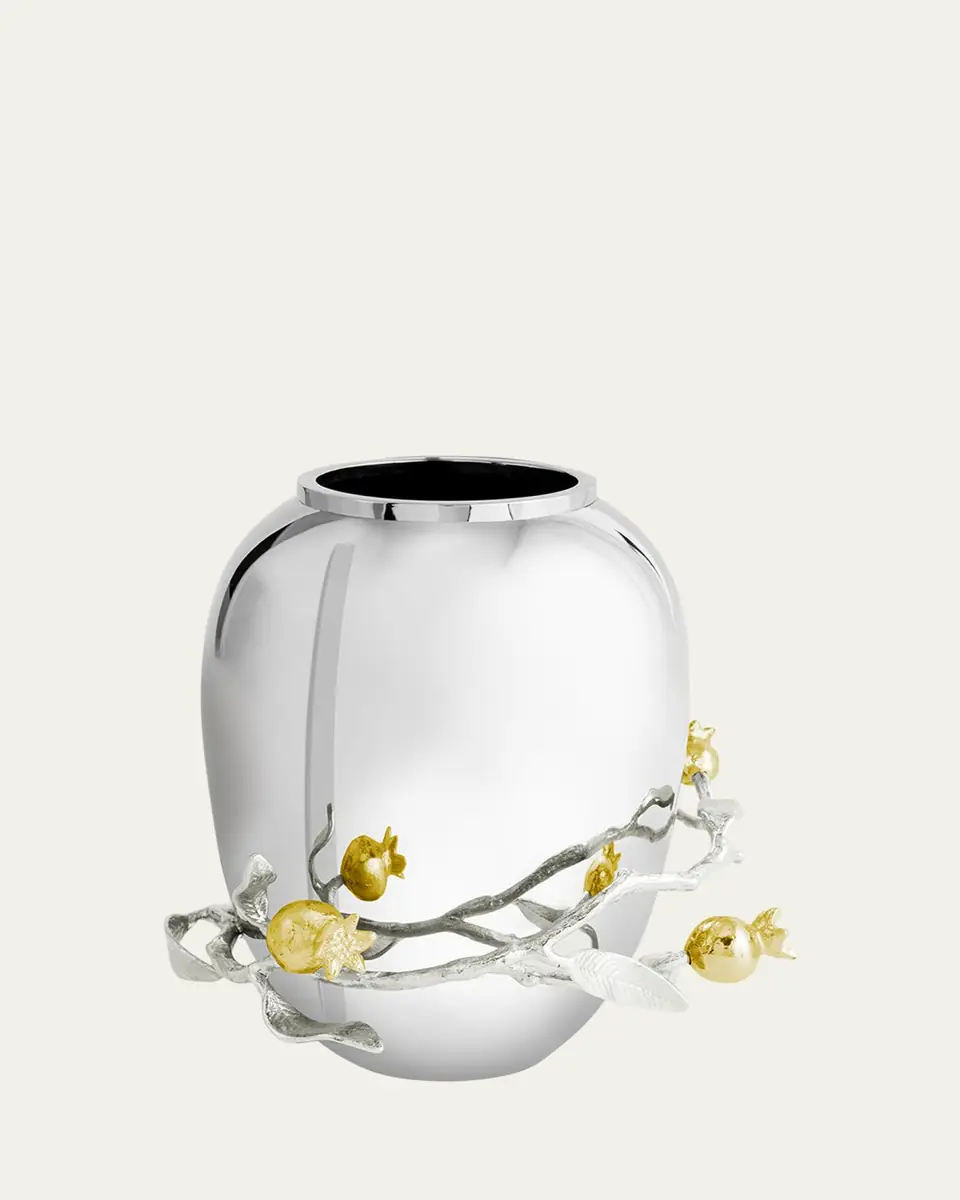 Michael Aram Pomegranate Silver & Gold Medium Vase with 24K Goldplate | Thumbnail 2