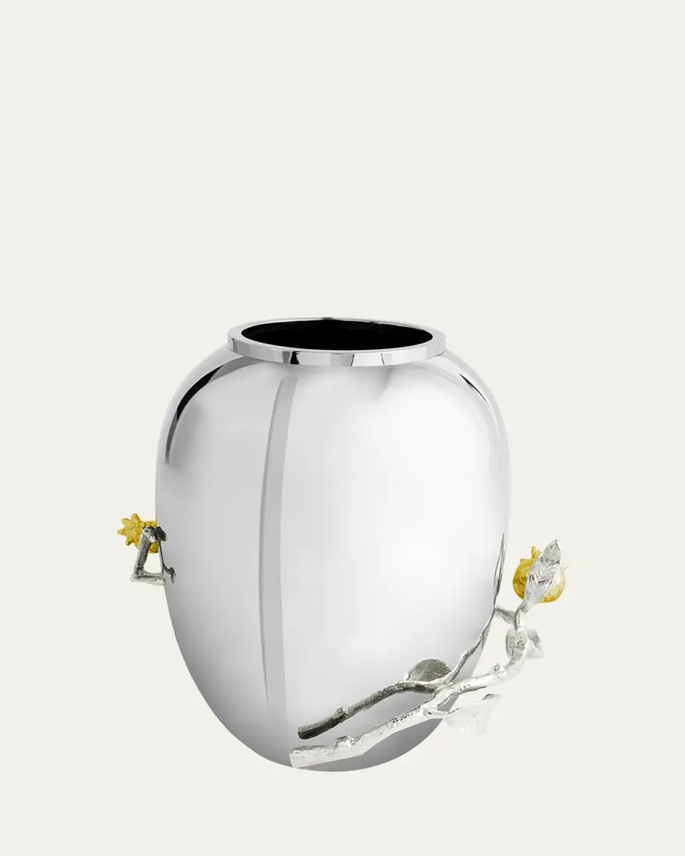 Michael Aram Pomegranate Silver & Gold Medium Vase with 24K Goldplate | Thumbnail 3