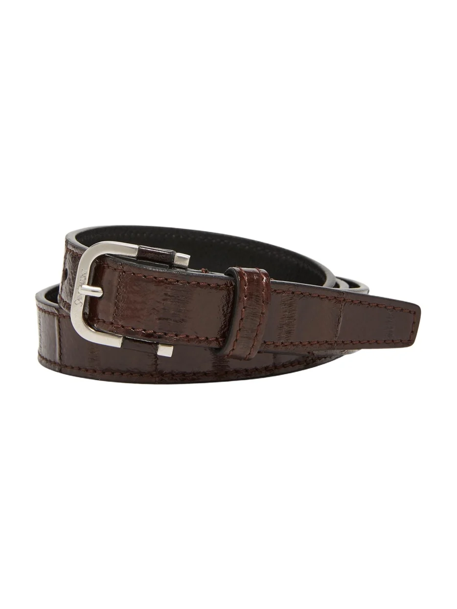 Saint Laurent Men's Skinny Belt in Eel Leather