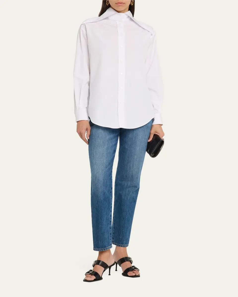 Alexander McQueen Exaggerated Collar Button Down Poplin Blouse | Thumbnail 2