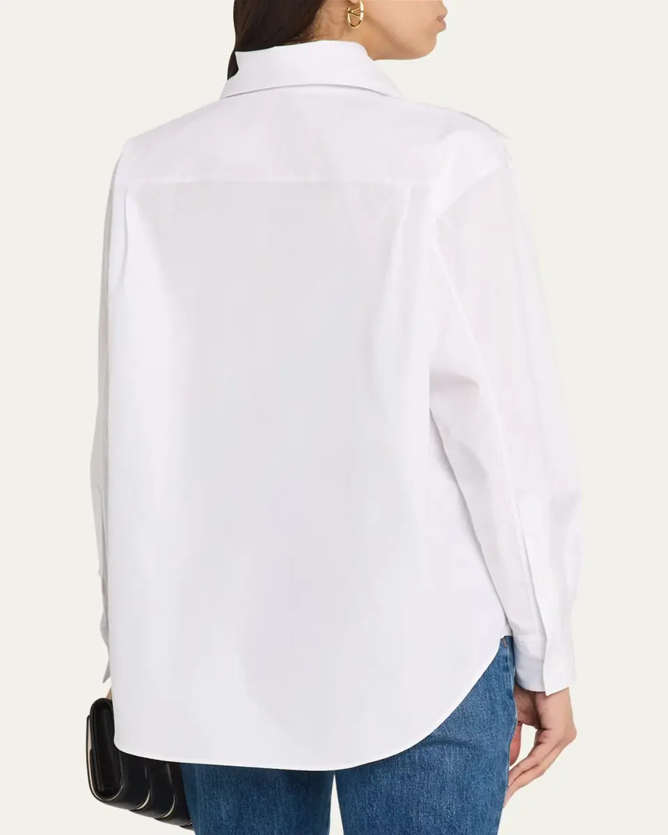 Alexander McQueen Exaggerated Collar Button Down Poplin Blouse | Thumbnail 3