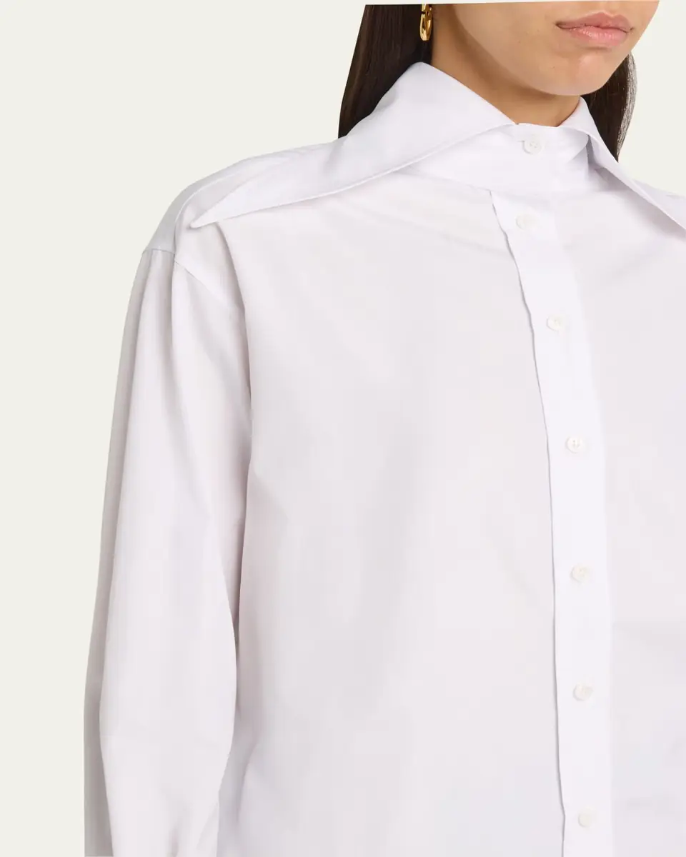 Alexander McQueen Exaggerated Collar Button Down Poplin Blouse | Thumbnail 5