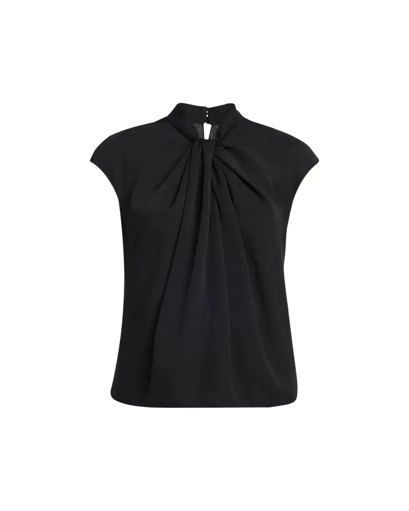 Giorgio Armani Twisted Cap-Sleeve Georgette Silk Blouse | Image 1 Giorgio Armani Twisted Cap-Sleeve Georgette Silk Blouse | Image 1