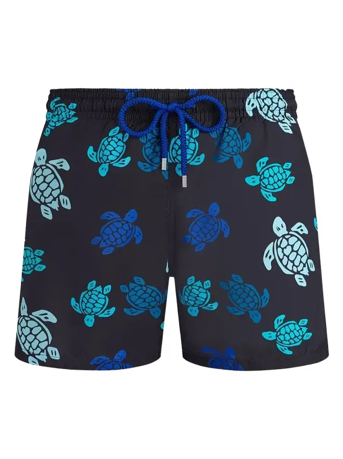 Men's Multicolor Turtle-Print Swim Shorts