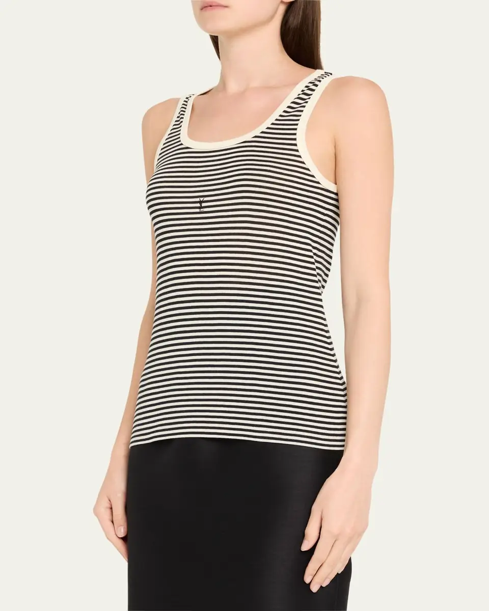 Saint Laurent YSL Logo Striped Tank Top | Thumbnail 4 Saint Laurent YSL Logo Striped Tank Top | Thumbnail 4