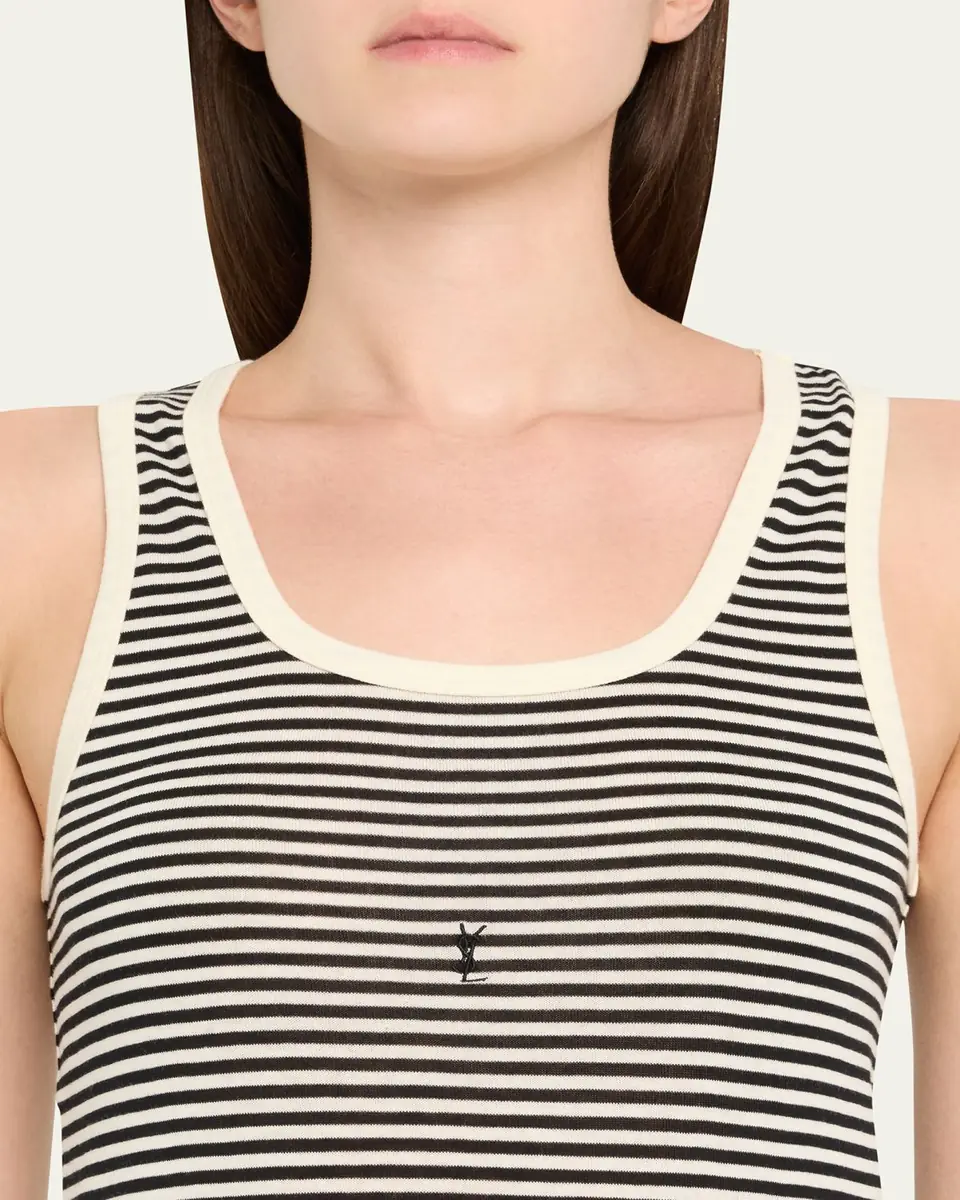Saint Laurent YSL Logo Striped Tank Top | Thumbnail 5 Saint Laurent YSL Logo Striped Tank Top | Thumbnail 5