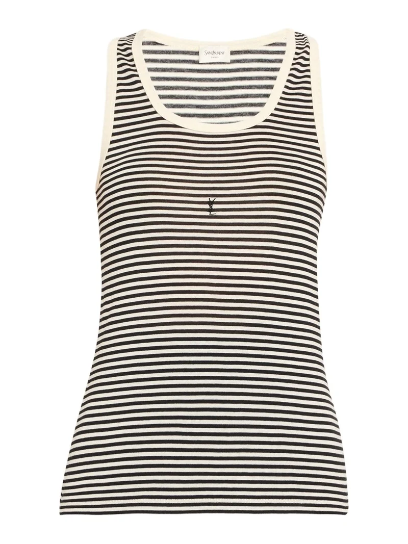 YSL Logo Striped Tank Top YSL Logo Striped Tank Top