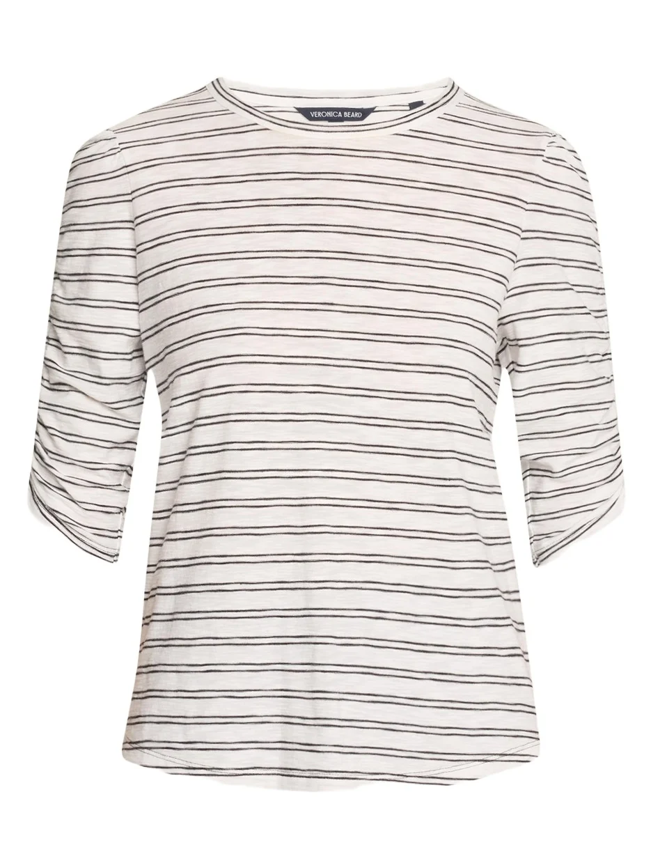 Waldorf Stripe Ruched-Sleeve Tee Waldorf Stripe Ruched-Sleeve Tee