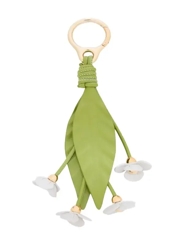 x Paula's Ibiza Strawberry Flower Bag Charm in Calfskin Leather