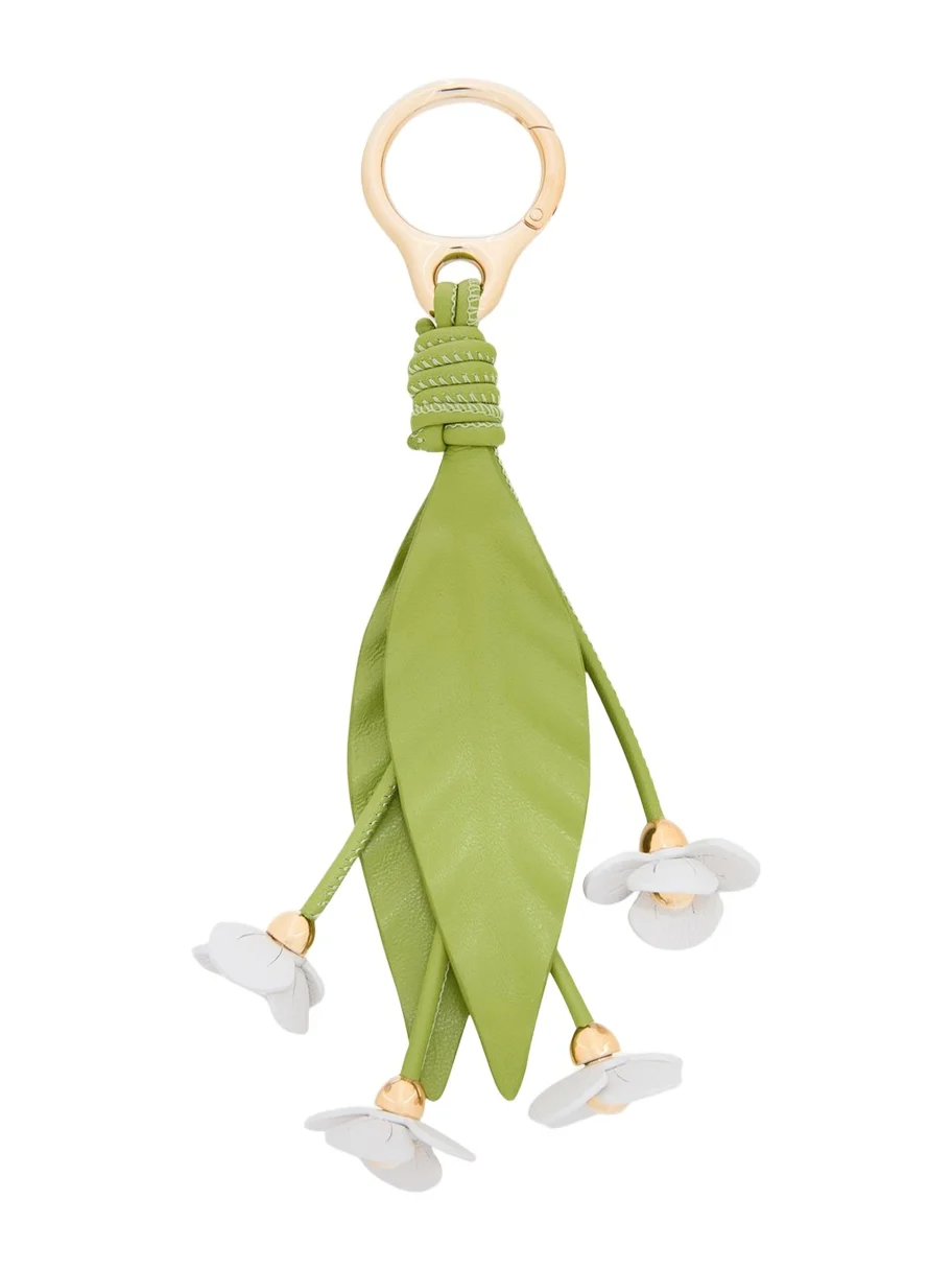 x Paula's Ibiza Strawberry Flower Bag Charm in Calfskin Leather
