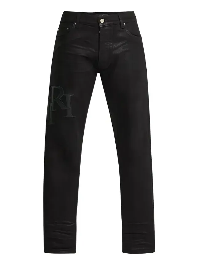 Men's Staggered Logo Waxed Skinny Jeans Men's Staggered Logo Waxed Skinny Jeans