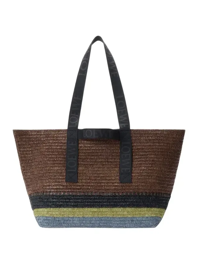 Men's Fold Raffia Shopper Tote Bag