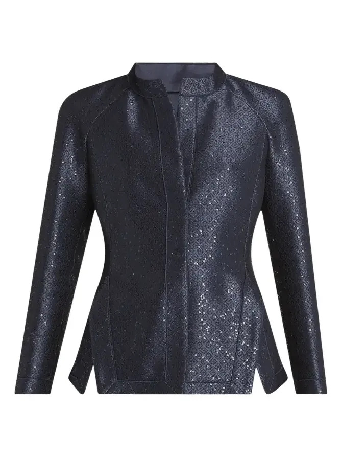 Sequin Jacquard Single-Breasted Evening Jacket Sequin Jacquard Single-Breasted Evening Jacket