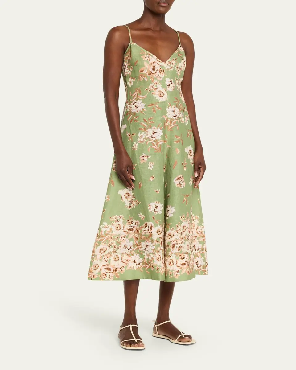 Cara Cara Mae Floral Linen Midi Dress | Thumbnail 4 Cara Cara Mae Floral Linen Midi Dress | Thumbnail 4