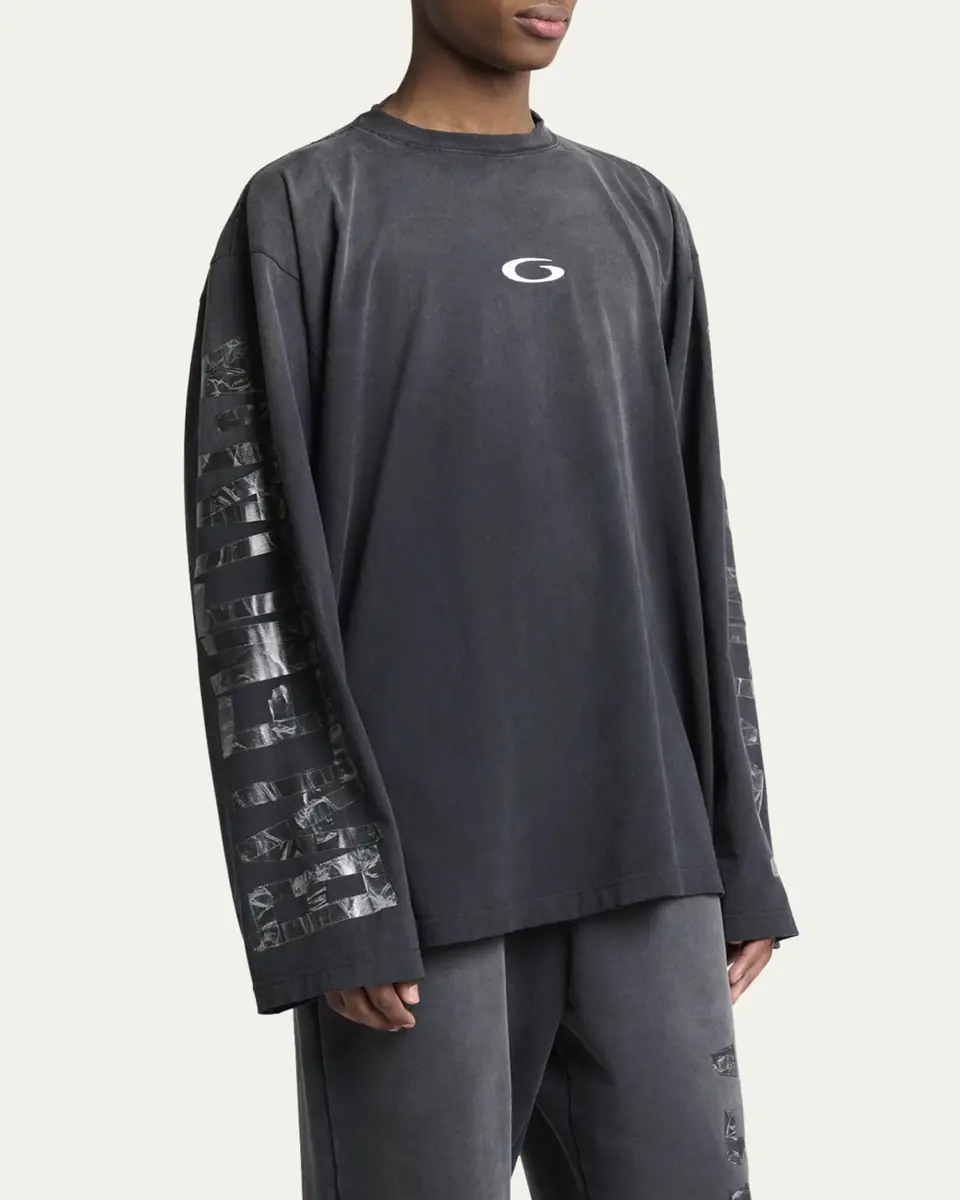 Balenciaga Men's Security Tape Oversized Long-Sleeve T-Shirt | Thumbnail 4 Balenciaga Men's Security Tape Oversized Long-Sleeve T-Shirt | Thumbnail 4