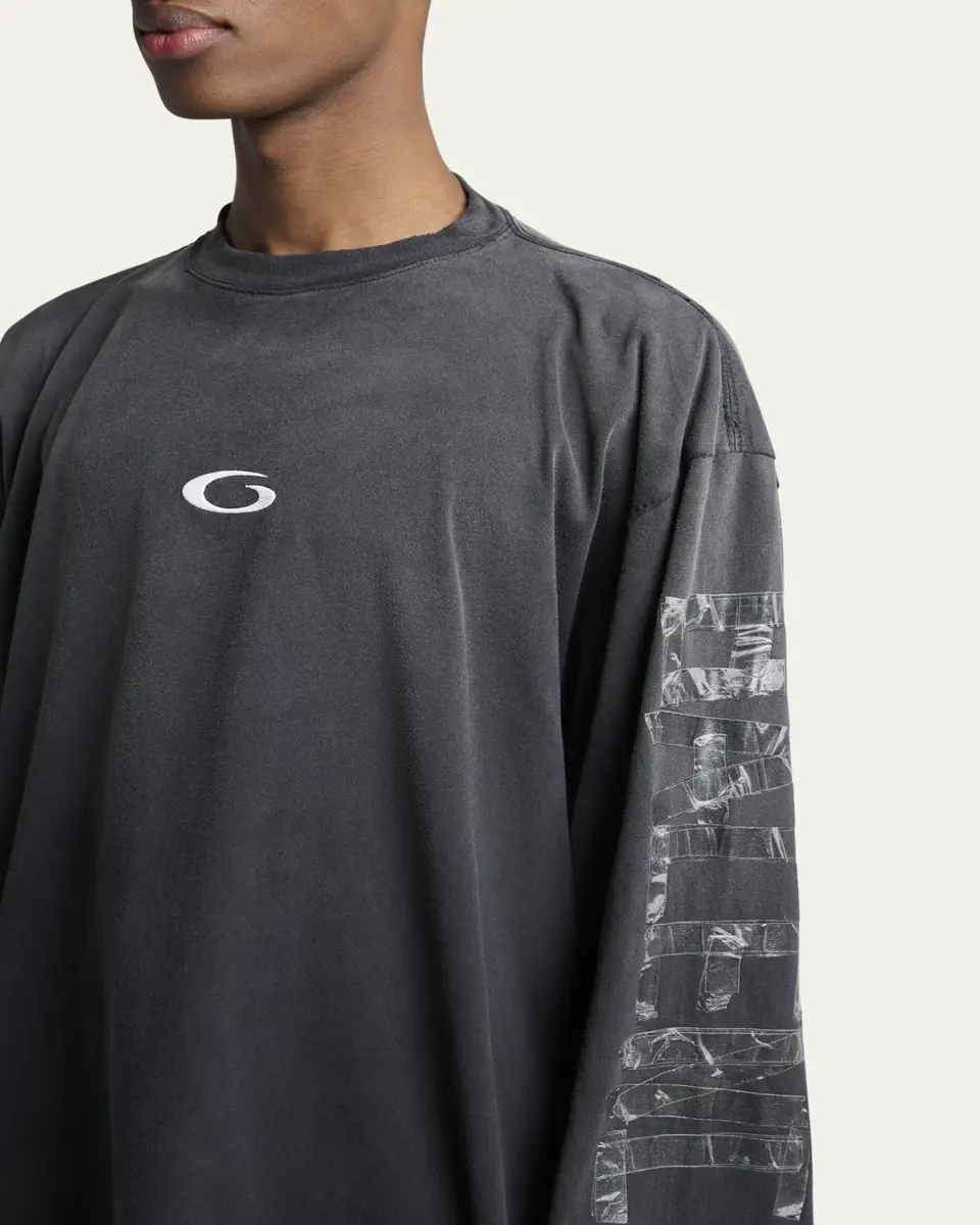 Balenciaga Men's Security Tape Oversized Long-Sleeve T-Shirt | Thumbnail 5 Balenciaga Men's Security Tape Oversized Long-Sleeve T-Shirt | Thumbnail 5