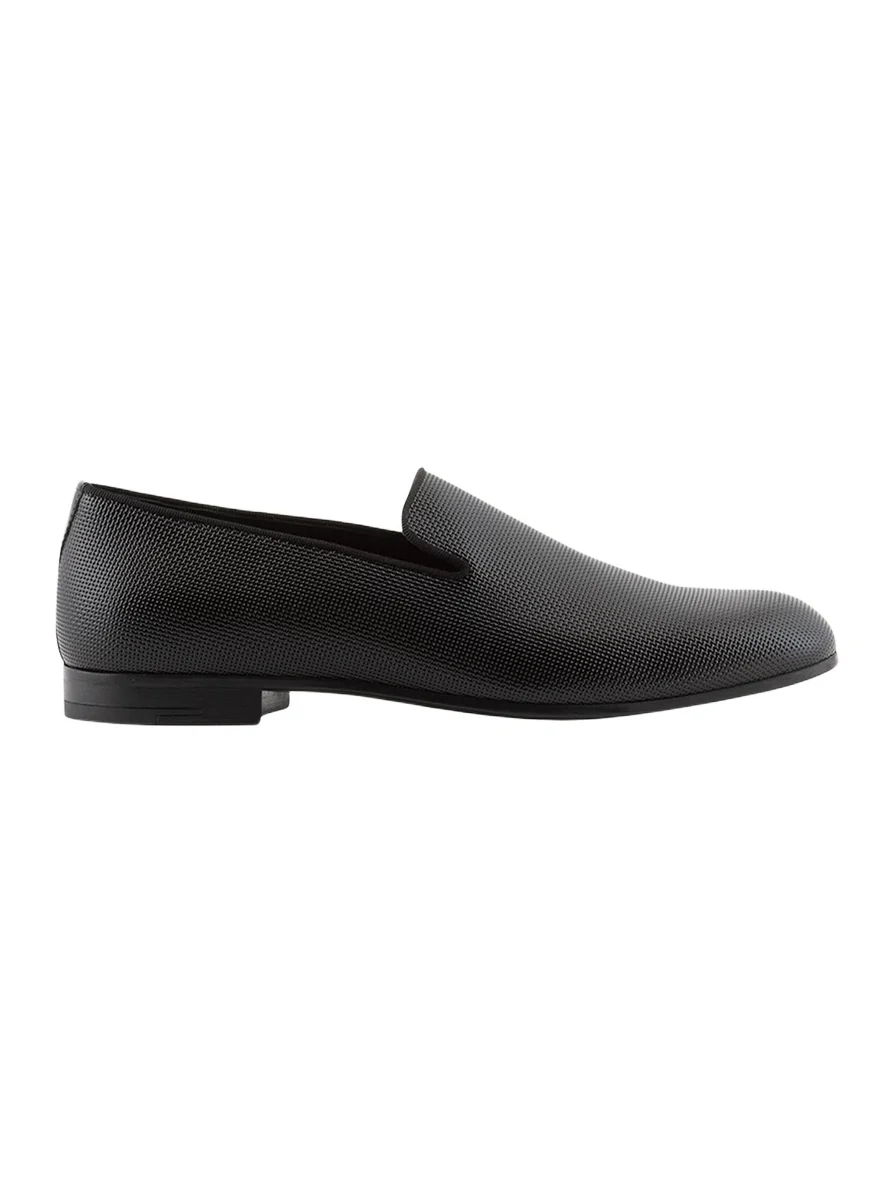 Men's Textured Leather Grosgrain-Trim Loafers Men's Textured Leather Grosgrain-Trim Loafers