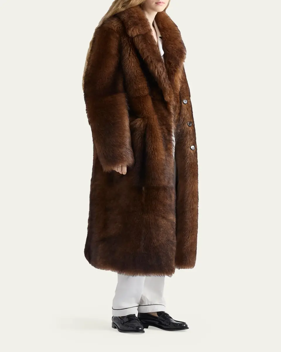 Prada Single-Breasted Lamb Shearling Long Coat | Thumbnail 2