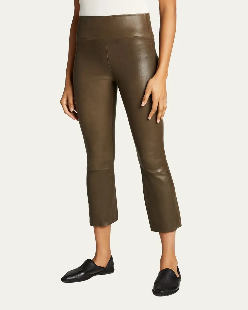 SPRWMN High-Waist Flare-Leg Cropped Leather Leggings | Thumbnail 2 SPRWMN High-Waist Flare-Leg Cropped Leather Leggings | Thumbnail 2