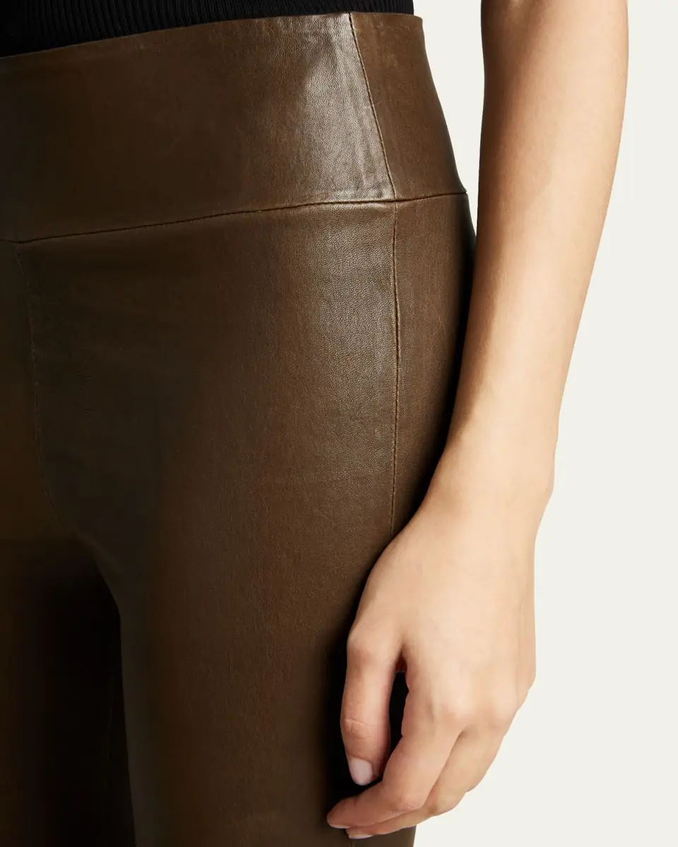 SPRWMN High-Waist Flare-Leg Cropped Leather Leggings | Thumbnail 3 SPRWMN High-Waist Flare-Leg Cropped Leather Leggings | Thumbnail 3