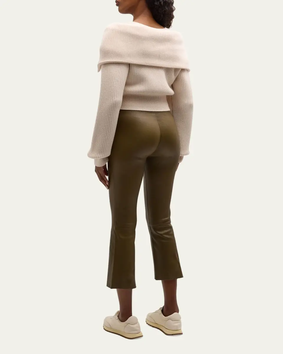 SPRWMN High-Waist Flare-Leg Cropped Leather Leggings | Thumbnail 5 SPRWMN High-Waist Flare-Leg Cropped Leather Leggings | Thumbnail 5