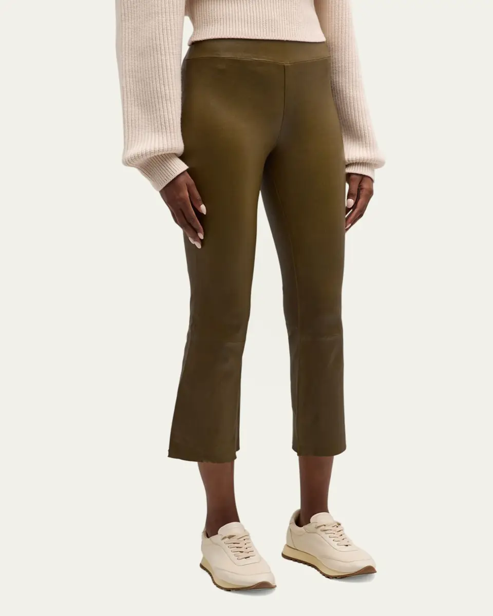 SPRWMN High-Waist Flare-Leg Cropped Leather Leggings | Thumbnail 6 SPRWMN High-Waist Flare-Leg Cropped Leather Leggings | Thumbnail 6