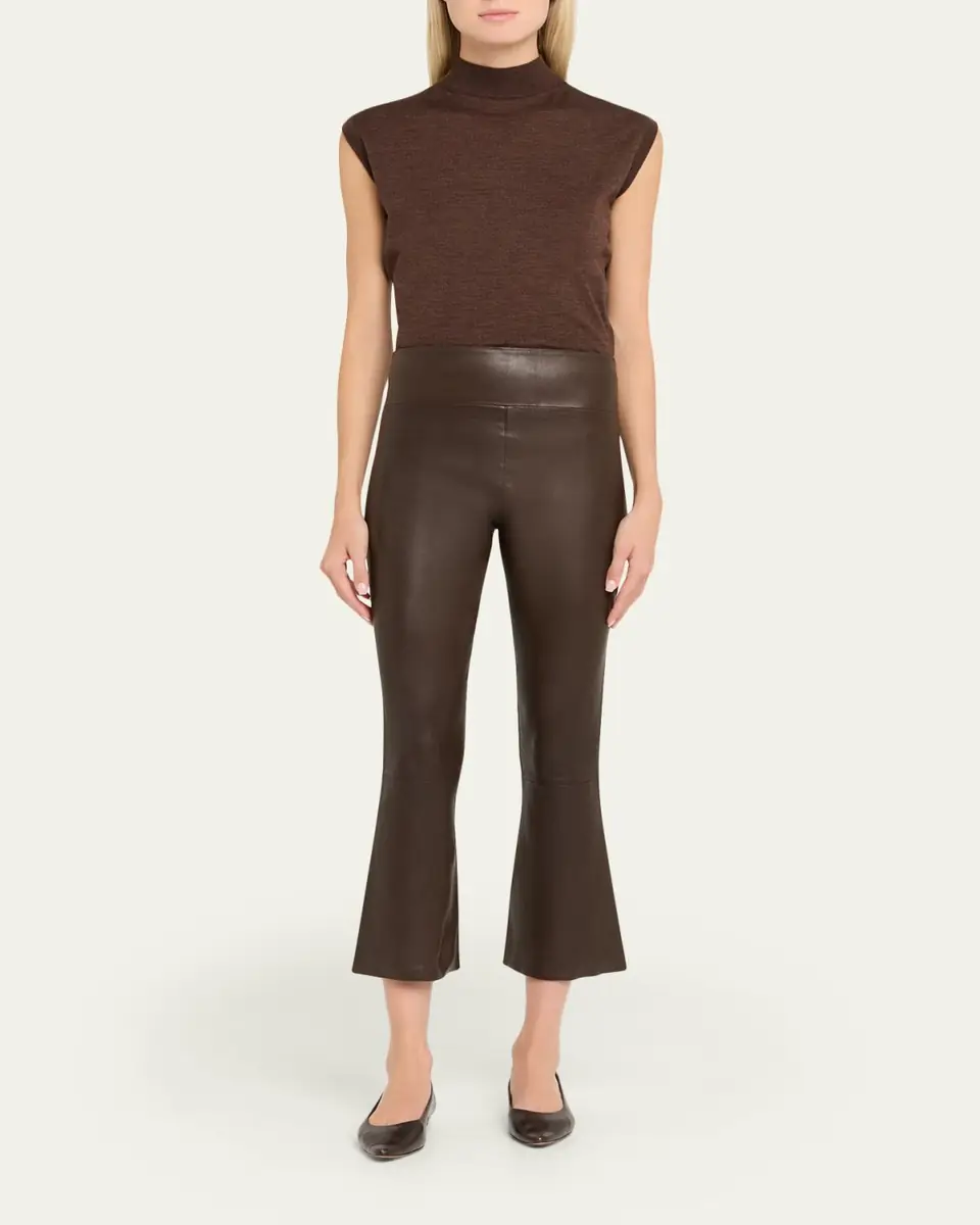 SPRWMN High-Waist Flare-Leg Cropped Leather Leggings | Thumbnail 7 SPRWMN High-Waist Flare-Leg Cropped Leather Leggings | Thumbnail 7