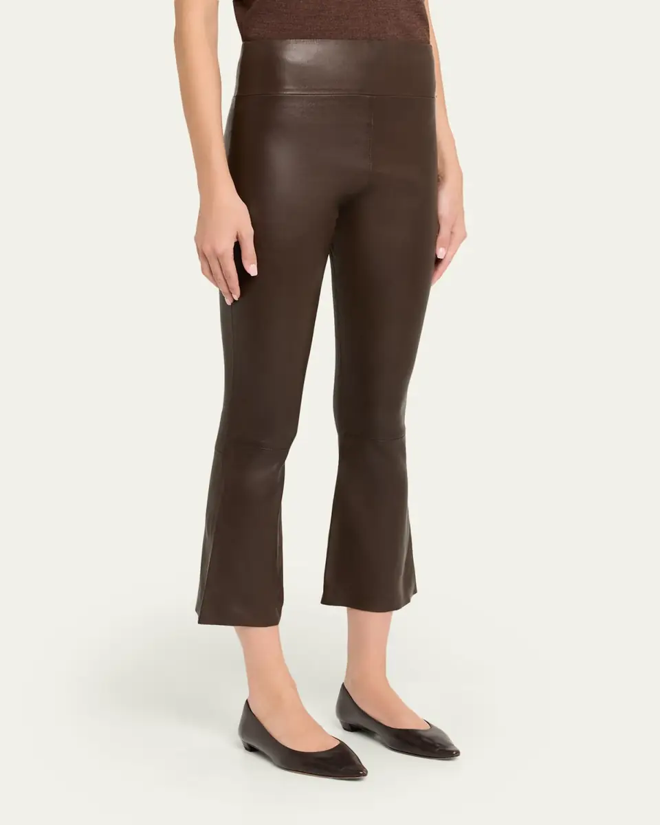 SPRWMN High-Waist Flare-Leg Cropped Leather Leggings | Thumbnail 9 SPRWMN High-Waist Flare-Leg Cropped Leather Leggings | Thumbnail 9