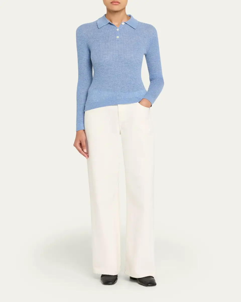 Guest in Residence Shrunken Long-Sleeve Cashmere Polo | Thumbnail 2 Guest in Residence Shrunken Long-Sleeve Cashmere Polo | Thumbnail 2