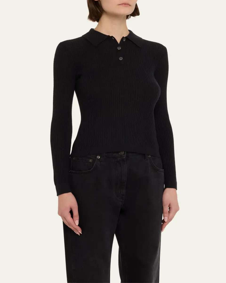 Guest in Residence Shrunken Long-Sleeve Cashmere Polo | Thumbnail 8 Guest in Residence Shrunken Long-Sleeve Cashmere Polo | Thumbnail 8