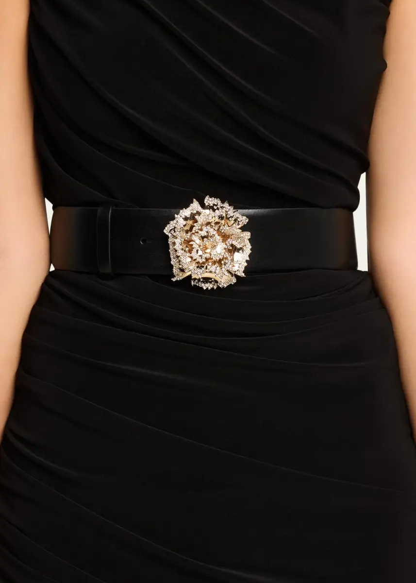 Alexander McQueen Crystal-Buckle Calf Leather Belt | Thumbnail 2 Alexander McQueen Crystal-Buckle Calf Leather Belt | Thumbnail 2