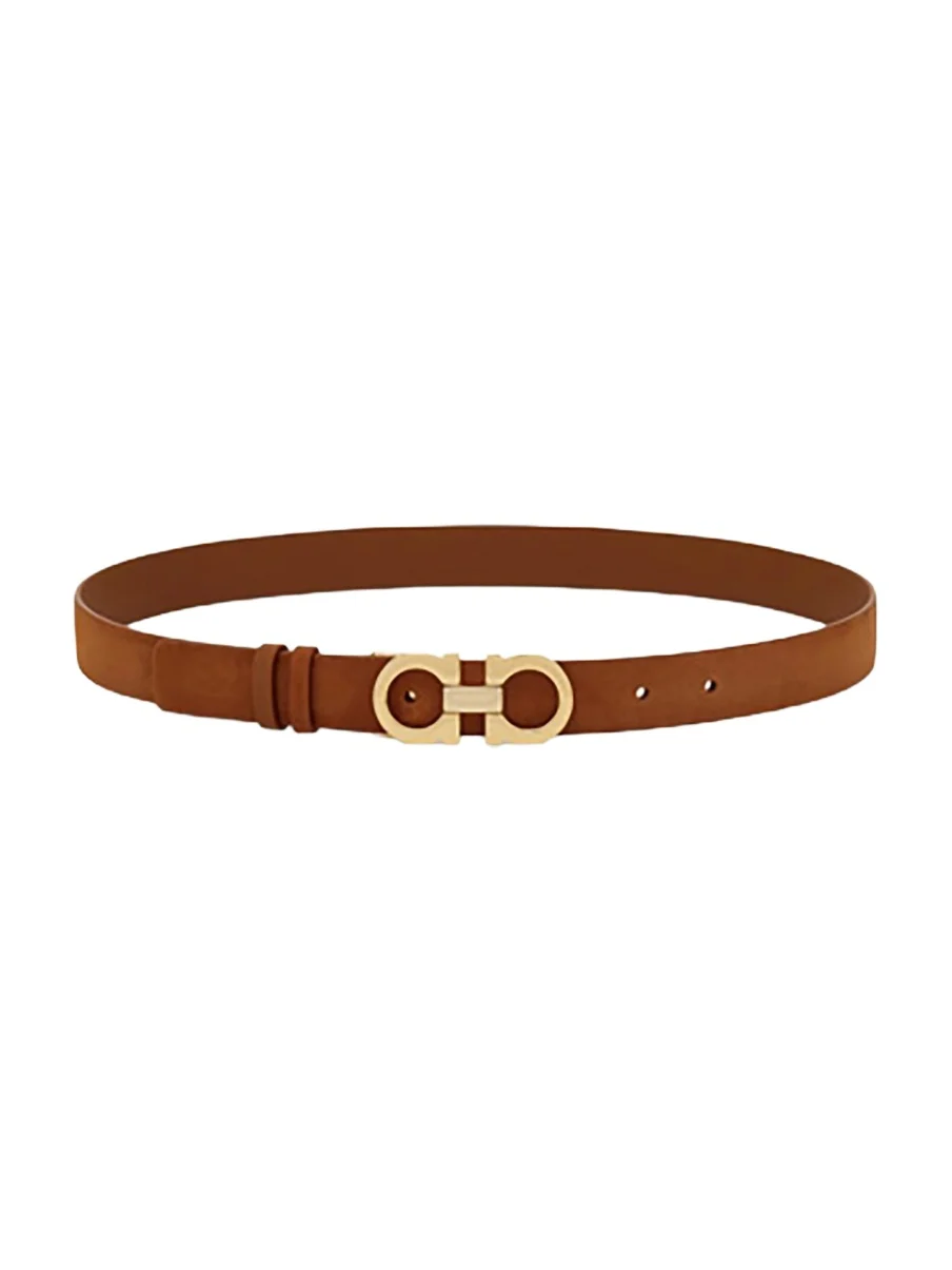 Donna Suede Double Gancini Belt Donna Suede Double Gancini Belt