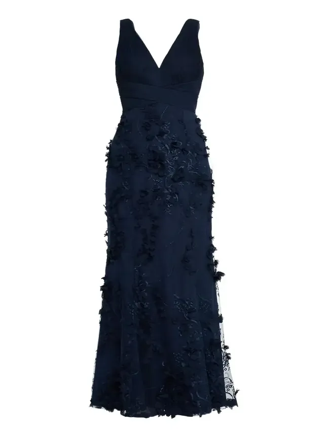 Embroidered Floral Applique Gown Embroidered Floral Applique Gown